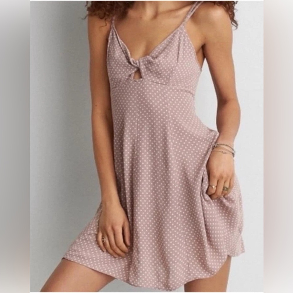 Vintage American Eagle Outfitters Mauve Polka Dot Mini Dress size 2